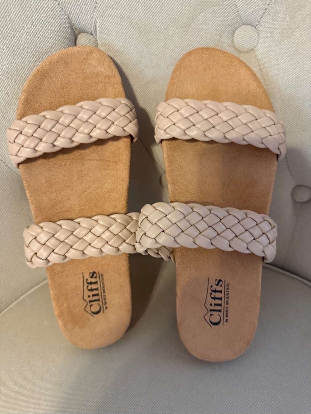 Cliffs by White Mountain Women's Beige Braided Slide Sandals